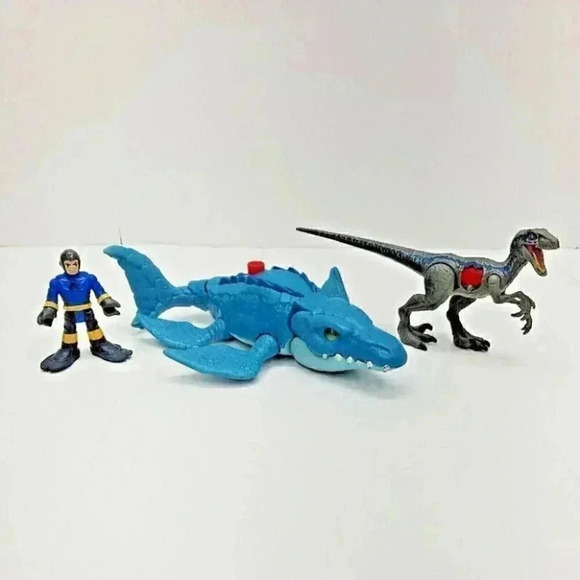 Jurassic Park Action Figures Lot of 3: Damaged Blue, Mosasaurus, and Human - Picture 1 of 11